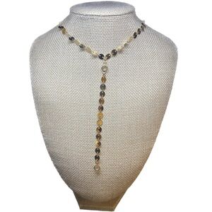 Gold-Tone Sequin & Clear Rhinestones Drop Choker Necklace